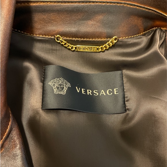 Versace Medusa Embellished Leather Biker Jacket - Picture 3 of 9